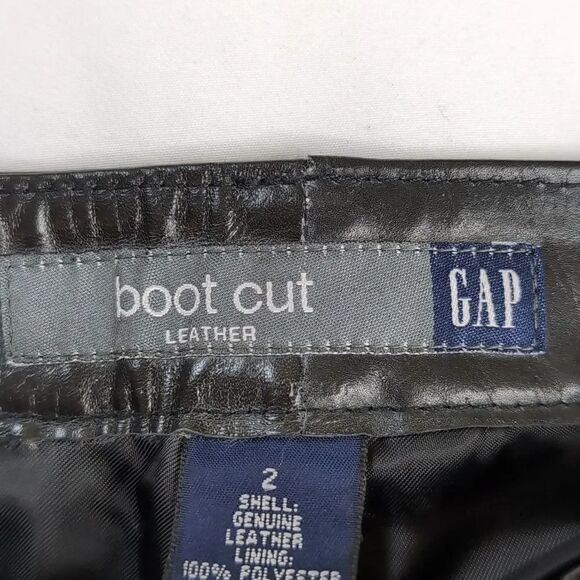 Vintage Gap Y2K Genuine Black Leather Boot Cut Pants size 2 NEW WITH TAGS - Picture 8 of 12